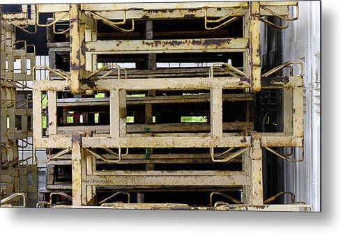 Metal Units Metal Print featuring the photograph Stacked Metal Pallets by Kae Cheatham