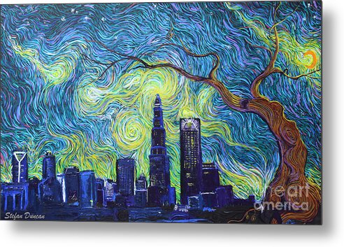 Impressionism Metal Print featuring the painting Starry Night Over The Queen City by Stefan Duncan
