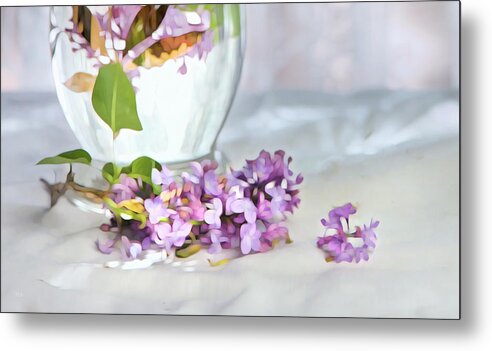 Theresa Tahara Metal Print featuring the photograph Still Life With Lilacs by Theresa Tahara