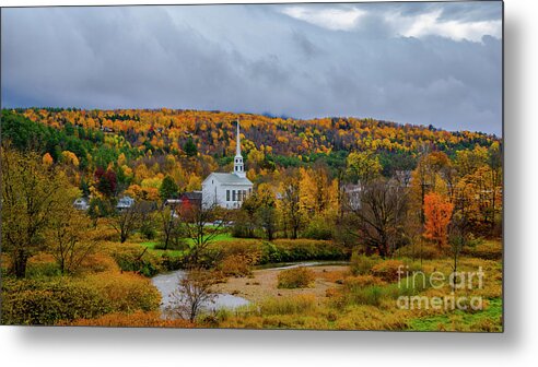 Fall Foliage Metal Print featuring the photograph Stowe Community Church #3 by Scenic Vermont Photography
