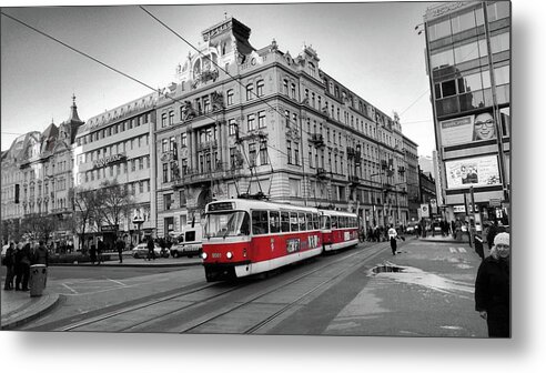 Tram Metal Print featuring the photograph Streets of Prague by Sascha Schultz