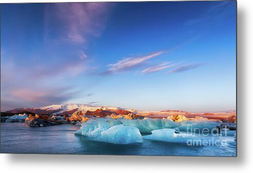 Breiðamerkurjökull Metal Print featuring the photograph Sunrise at the Iceberg Lagoon by Jerry Fornarotto