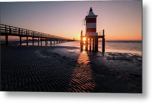 Beach Metal Print featuring the photograph Sunrise at the red lighthouse - Lignano, Italy - Travel photography by Giuseppe Milo