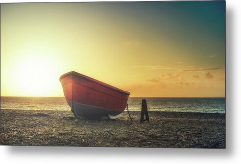 Beach Metal Print featuring the photograph Sunrise boat by James Billings