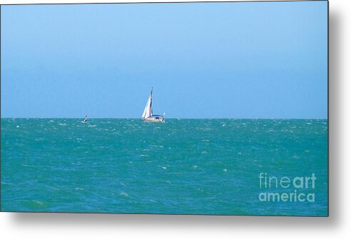 Photography Metal Print featuring the photograph Surf and sail the sea by Francesca Mackenney