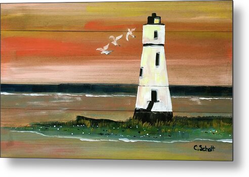Lighthouse Metal Print featuring the painting Tequila Sunrise by Christina Schott