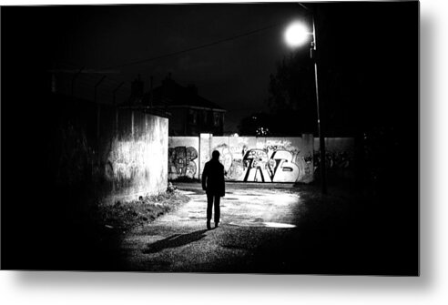 55mm Metal Print featuring the photograph The corner - Dublin, Ireland - Black and white street photography by Giuseppe Milo