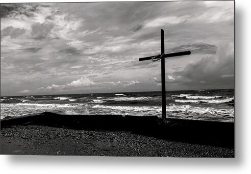 Clouds Metal Print featuring the photograph The Cross Black and White by Jerry Connally