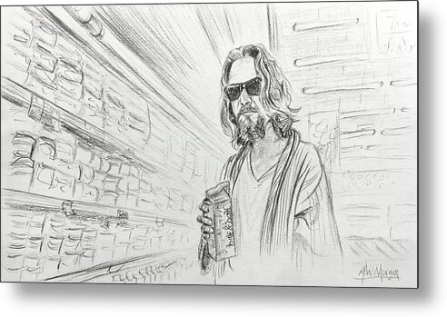 Big Lebowski Metal Print featuring the drawing The Dude Abides by Michael Morgan