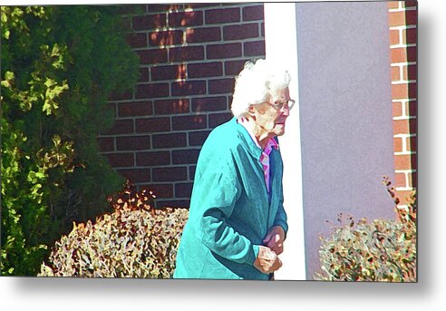 Abstract Metal Print featuring the photograph The Elderly Woman by Lenore Senior