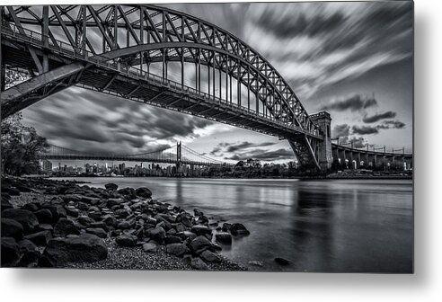 Hell Gate Bridge Metal Print featuring the photograph The Hell Gate BW by John Randazzo
