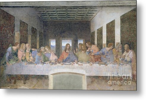 The Metal Print featuring the painting The Last Supper by Leonardo da Vinci