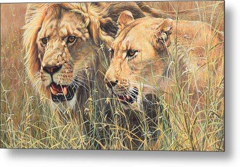 Wildlife Paintings Metal Print featuring the painting The Royal Couple II by Alan M Hunt