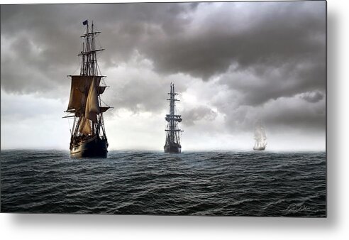 Sailing Metal Print featuring the digital art Three Sisters by Peter Chilelli