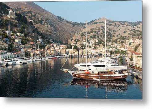 Symi Metal Print featuring the photograph Town of Symi island Greece by Michalakis Ppalis