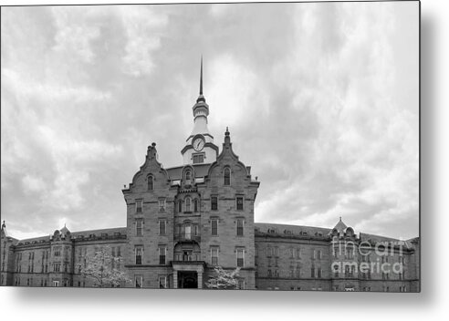 Trans Metal Print featuring the photograph Trans Allegheny Lunatic Asylum in black and white by Karen Foley