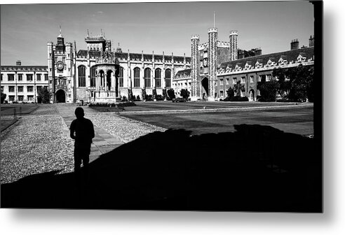 Architecture Metal Print featuring the photograph Trinity college - Cambridge, England - Black and white street photography by Giuseppe Milo