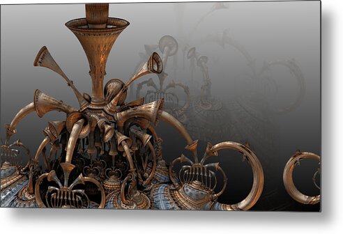 Mandelbulb Metal Print featuring the digital art Trumpets Of Doom by Hal Tenny
