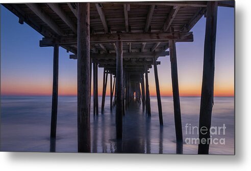 Nags Head Fishing Pier Metal Print featuring the photograph Under The Pier Pano by Michael Ver Sprill