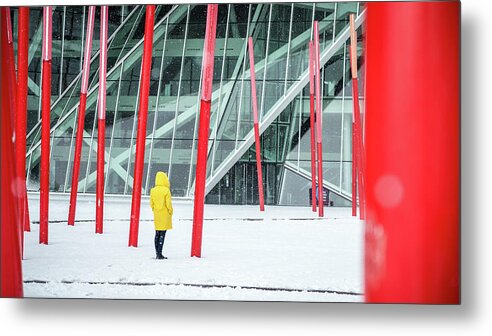 Architecture Metal Print featuring the photograph Under the snow - Dublin, Ireland - Street photography by Giuseppe Milo