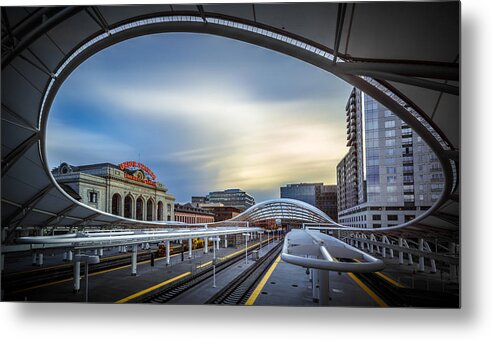 Architecture Metal Print featuring the photograph Union Station Denver - Slow Sunset by Jan Abadschieff