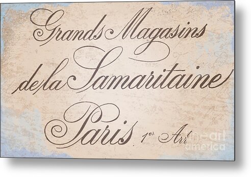Paris Metal Print featuring the painting Vintage Paris Script Sign by Mindy Sommers