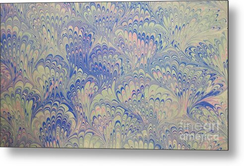 Water Marbling Metal Print featuring the painting Violet Peacock by Daniela Easter