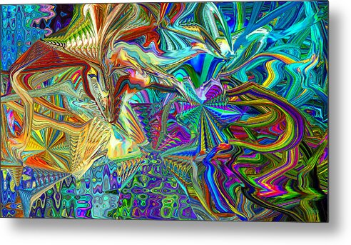 Original Modern Art Abstract Contemporary Vivid Colors Metal Print featuring the digital art Wave Maker by Phillip Mossbarger