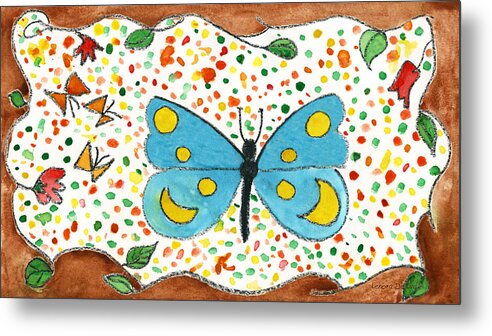 Childlike Metal Print featuring the painting Whimsical Butterfly for the Young of any Age by Lenora De Lude