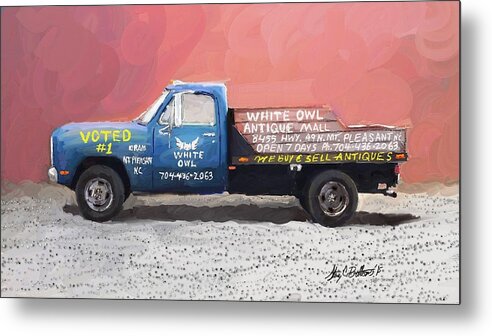 Truck Metal Print featuring the digital art White Owl Truck by Stacy C Bottoms