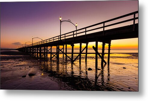 White Rock Metal Print featuring the photograph White Rock Pier at Sunset by Pierre Leclerc Photography