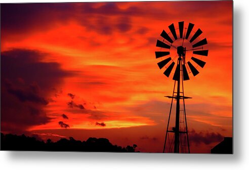 Windmill Metal Print featuring the photograph Windmill At Sunset by Mountain Dreams