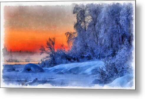 Winter Metal Print featuring the painting Winter by Maciek Froncisz