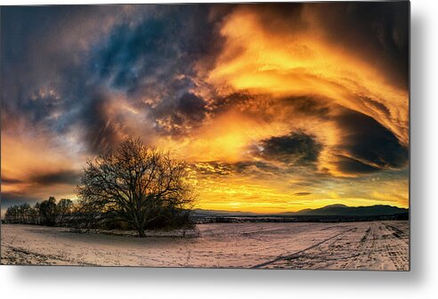 Sky Metal Print featuring the photograph Winter sunset by Plamen Petkov