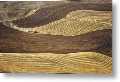 Palouse Metal Print featuring the photograph Working the fields in Palouse by Eduard Moldoveanu