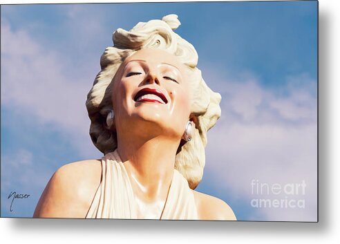 Actress Marilyn Monroe Metal Print featuring the photograph 0243 Forever Marilyn Monroe Statue by Amyn Nasser Photographer - Neptune Images