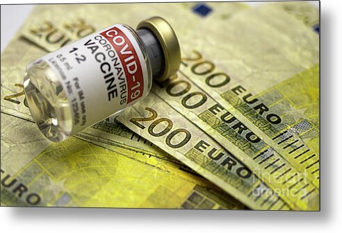 Financial Concept Metal Print featuring the photograph Cost Of The Coronavirus Vaccine #1 by Digicomphoto/science Photo Library