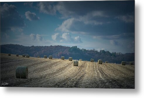 Hay Metal Print featuring the photograph Hay Bale Harvest #1 by Phil S Addis