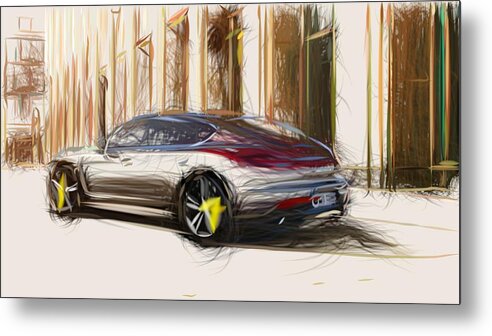 Porsche Metal Print featuring the digital art Porsche Panamera Turbo S Drawing #2 by CarsToon Concept