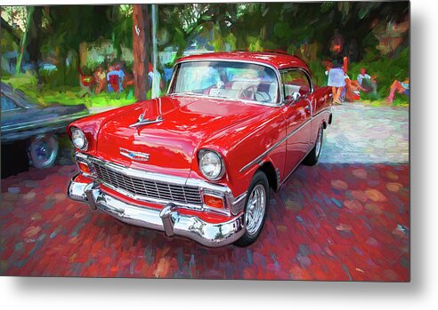 1956 Chevrolet Bel Air 210 Metal Print featuring the photograph 1956 Chevrolet Bel Air 210 Red 101 #2 by Rich Franco