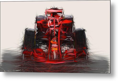 Formula1 Metal Print featuring the digital art Formula1 Ferrari SF71H Drawing #3 by CarsToon Concept