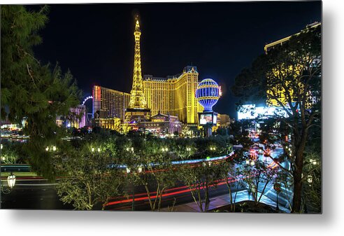 Vegas Metal Print featuring the photograph Night Time In Las Vegas Nevada Strip #2 by Alex Grichenko