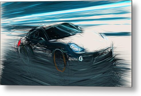 Porsche Metal Print featuring the digital art Porsche Cayman Drawing #3 by CarsToon Concept