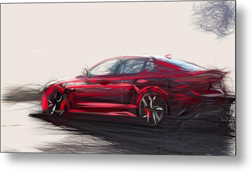 Kia Metal Print featuring the digital art Kia Stinger GT Drawing #4 by CarsToon Concept