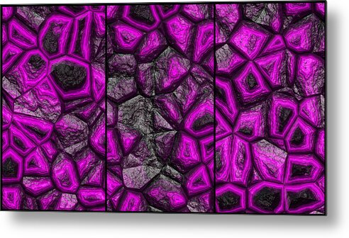 Rock Wall Metal Print featuring the digital art Abstract Purple Stone Triptych by Don Northup