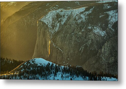 Yosemite Metal Print featuring the photograph Aerial View Of Yosemite Firefall by Ning Lin