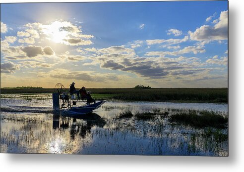 Airboat Metal Print featuring the photograph Airboat at Sunset #660 by Michael Fryd