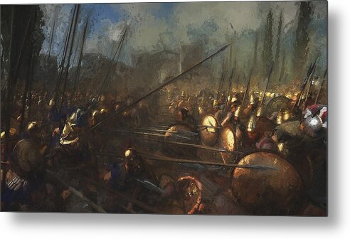 Spartan Warrior Metal Print featuring the painting Ancient Greek Army - 06 by AM FineArtPrints