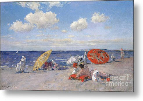 Oil Painting Metal Print featuring the drawing At The Seaside by Heritage Images