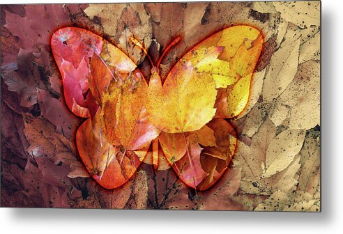 Autumn Metal Print featuring the digital art Autumn Butterfly by Jason Fink